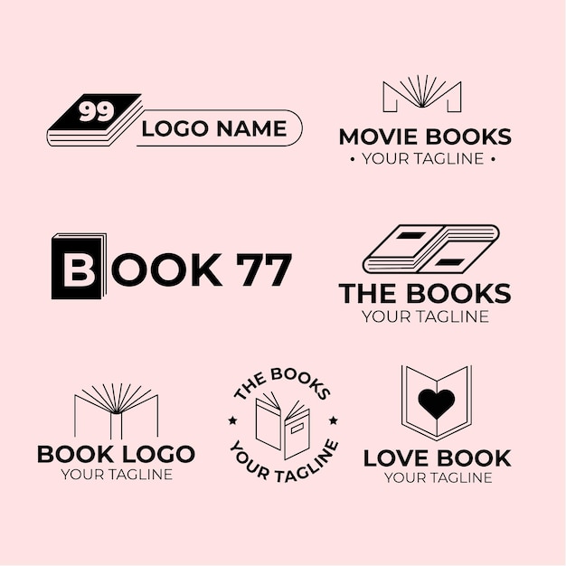 Free vector flat book logo pack