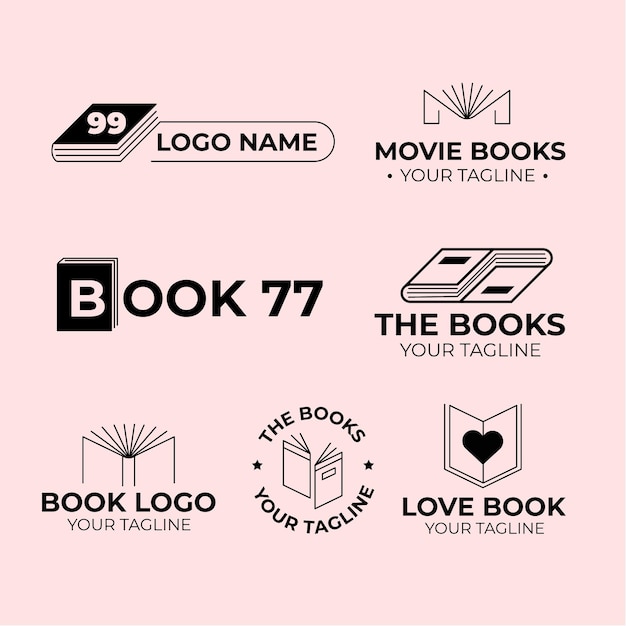 Free vector flat book logo pack