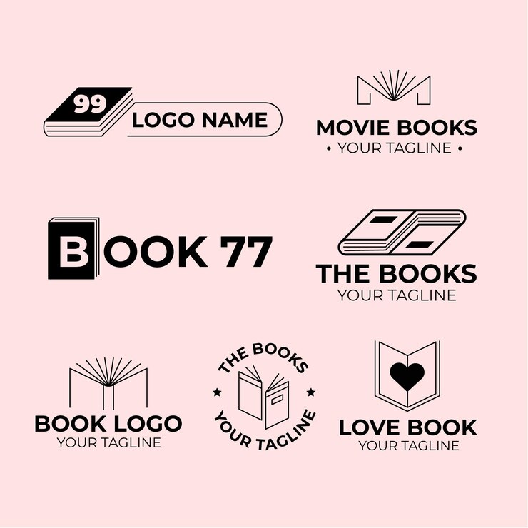 Free Vector flat book logo pack