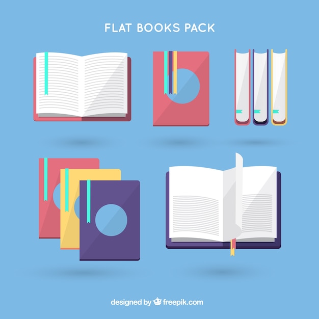 Free vector flat books pack