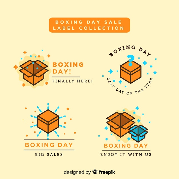 Free vector flat boxes boxing day banner