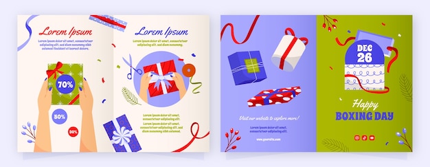 Flat boxing day brochure template