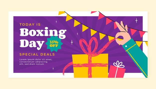 Flat boxing day horizontal banner template