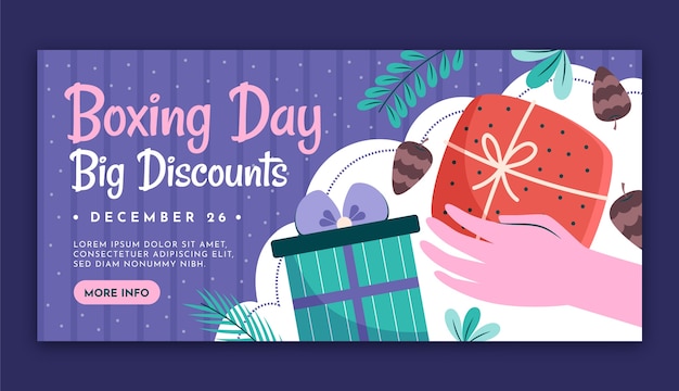 Flat boxing day horizontal banner template