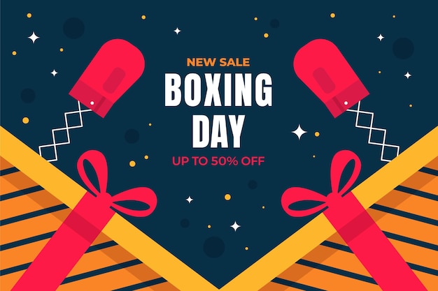 Бесплатное векторное изображение Плоский день бокса продажа фон