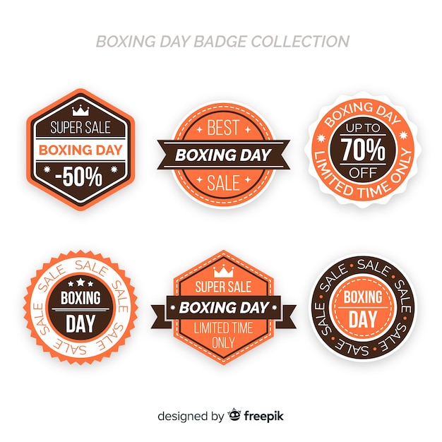 Free vector flat boxing day sale badge collection