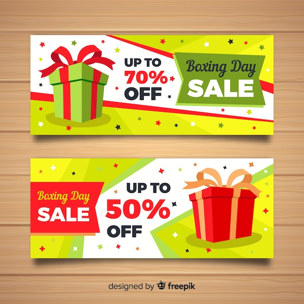 Flat boxing day sale banners