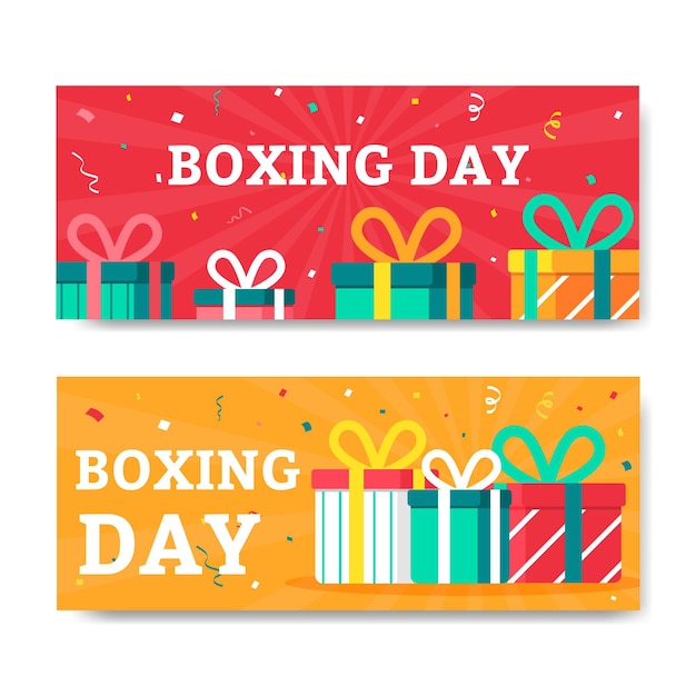 Free vector flat boxing day sale horizontal banners set