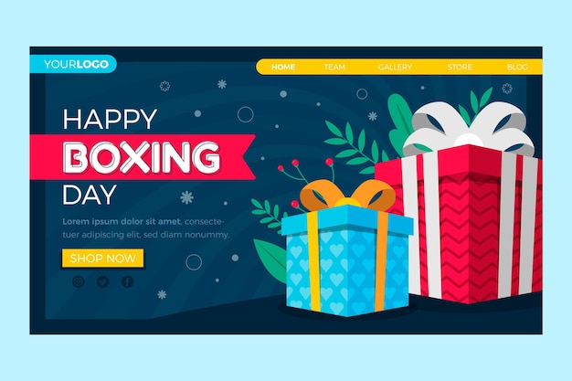 Free vector flat boxing day sale landing page template