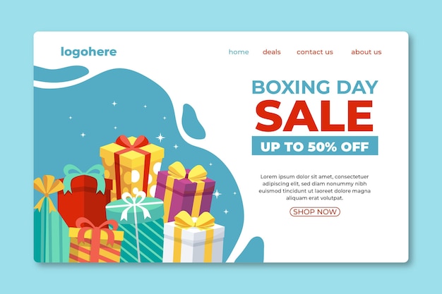 Flat boxing day sale landing page template