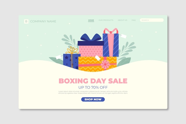 Free vector flat boxing day sale landing page template