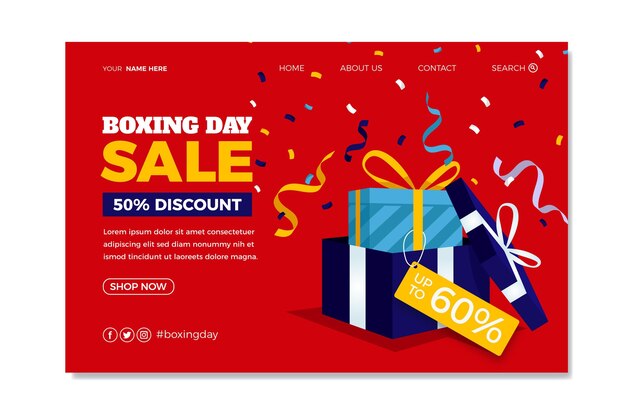 Flat boxing day sale landing page template