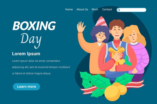 Flat boxing day sale landing page template