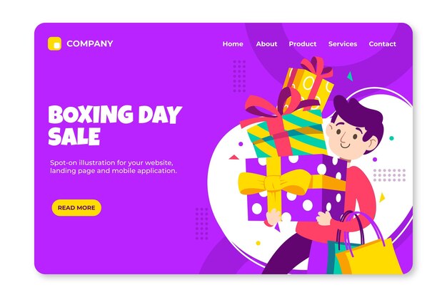 Flat boxing day sale landing page template