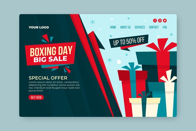 Flat boxing day sale landing page template