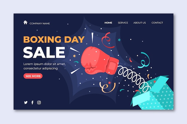 Free vector flat boxing day sale landing page template