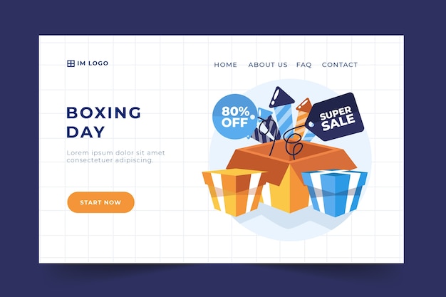 Free vector flat boxing day sale landing page template