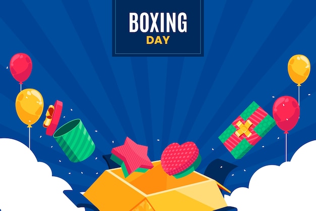 Flat boxing day sale and shopping background