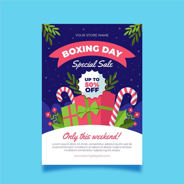 Free vector flat boxing day sale vertical poster template