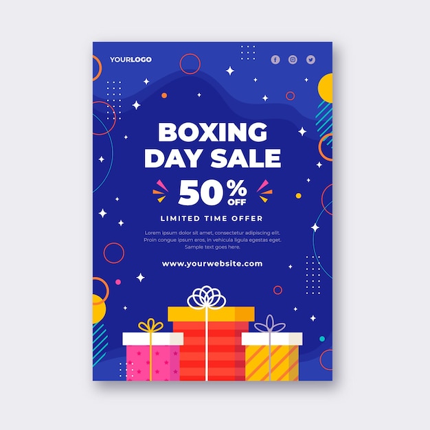 Free vector flat boxing day sale vertical poster template