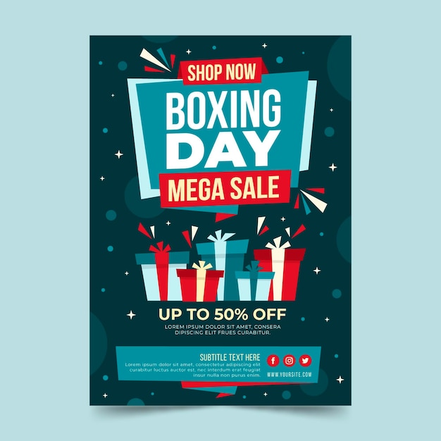 Flat boxing day sale vertical poster template