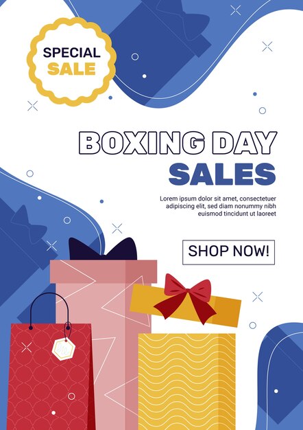 Flat boxing day sale vertical poster template