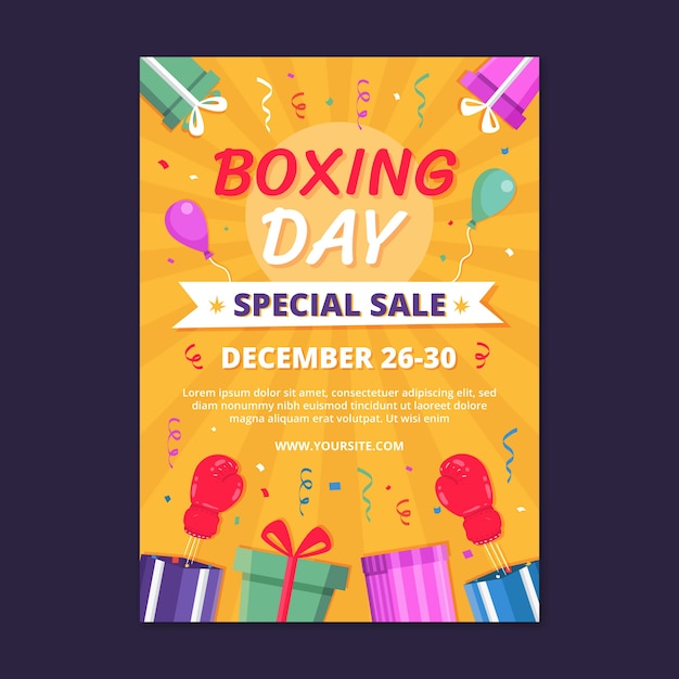 Бесплатное векторное изображение Плоский бокс день распродажа вертикальный плакат шаблон