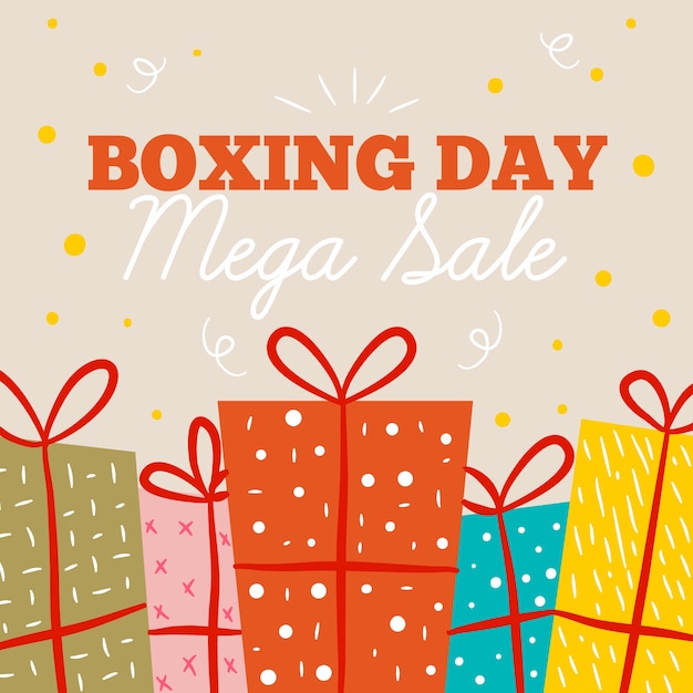 Free vector flat boxing day sale with wrapped gifts