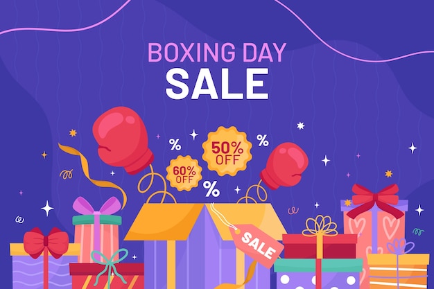 Flat boxing day sales background