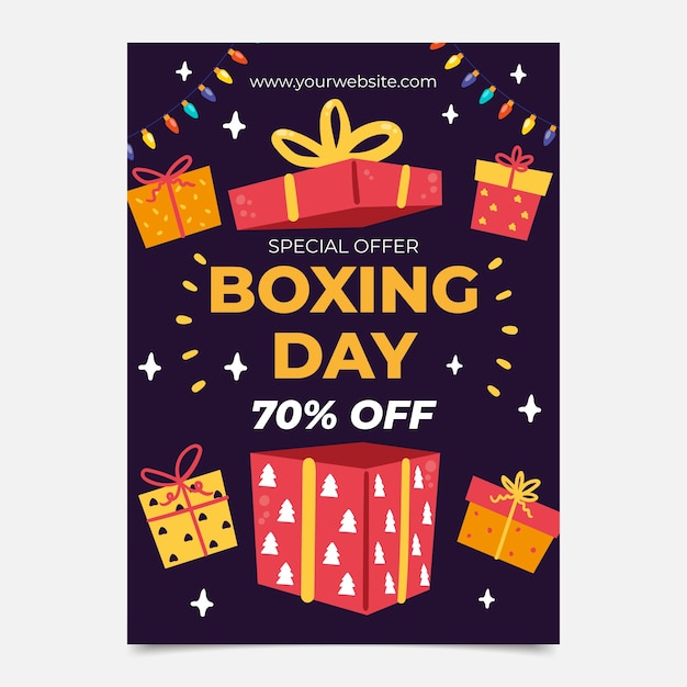 Flat boxing day sales vertical poster template