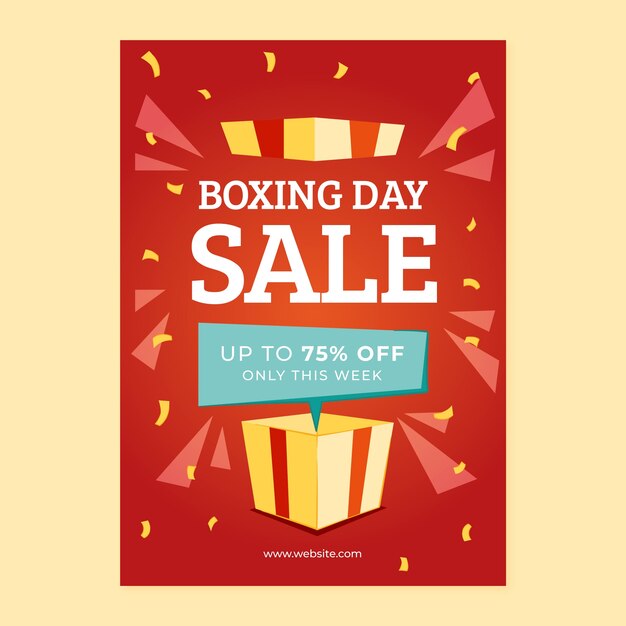 Flat boxing day sales vertical poster template