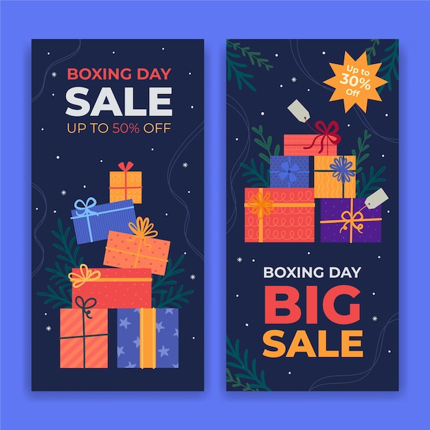 Flat boxing day vertical banners set