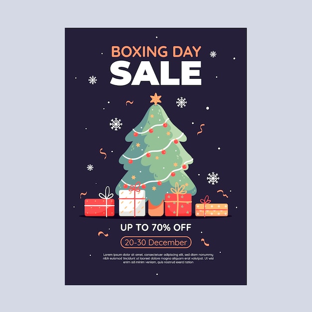 Free vector flat boxing day vertical poster template