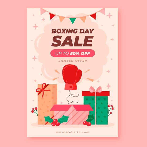 Flat boxing day vertical poster template