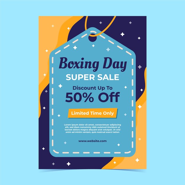 Flat boxing day vertical poster template