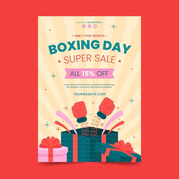 Free vector flat boxing day vertical sale poster template