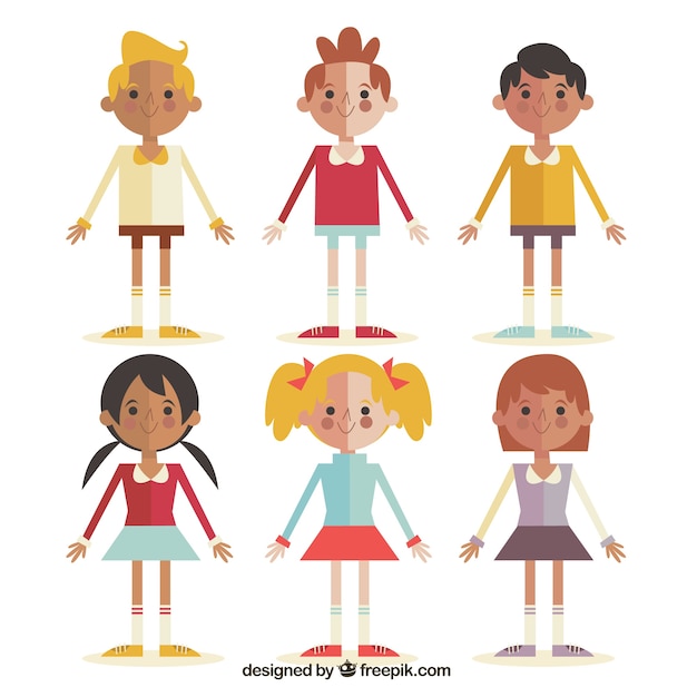 Free vector flat boys and girls collection