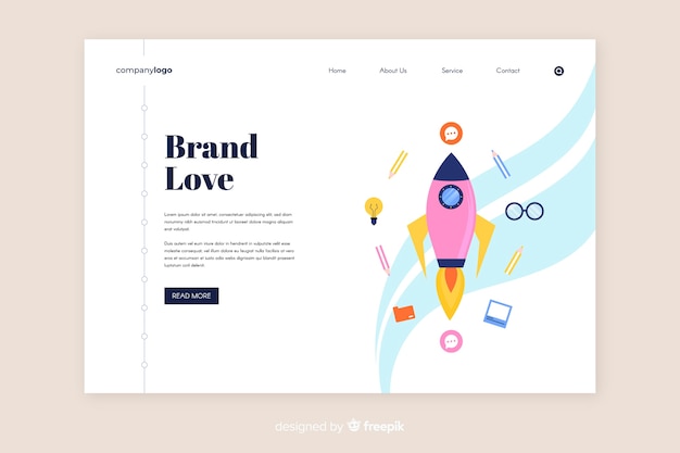 Free vector flat branding landing page template