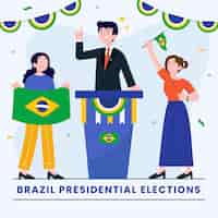 Vettore gratuito illustrazione piatta delle elezioni presidenziali in brasile
