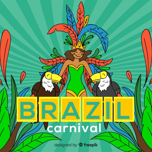 Бесплатное векторное изображение Плоский бразильский карнавал фон