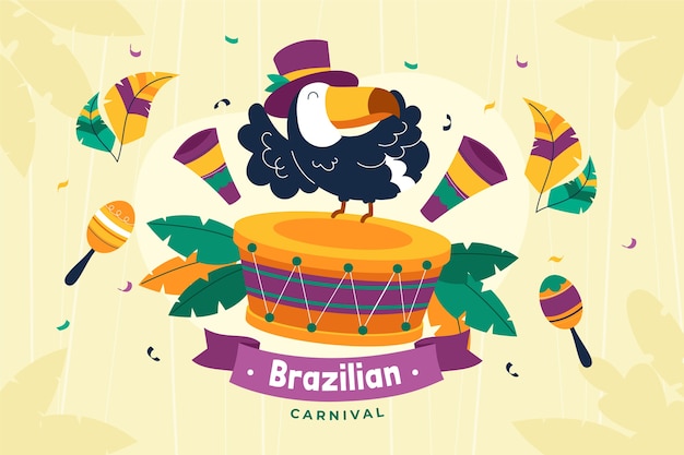 Vettore gratuito sfondo piatto carnevale brasiliano