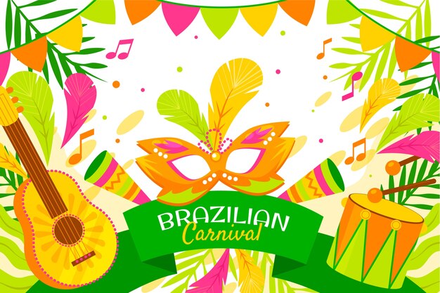 Flat brazilian carnival background