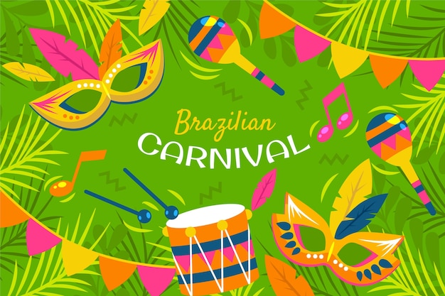 Flat brazilian carnival background