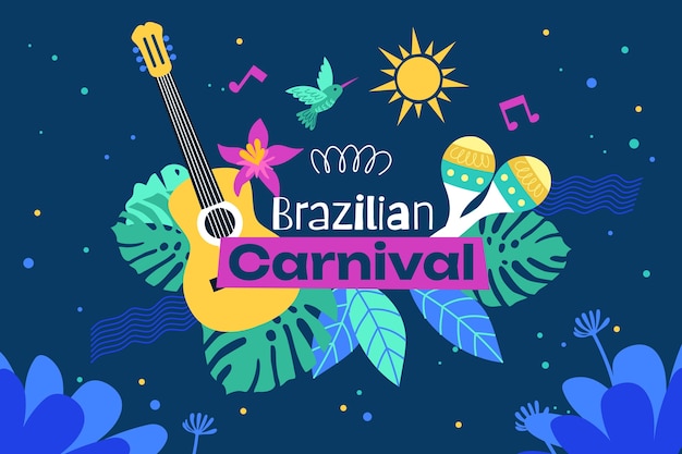 Бесплатное векторное изображение Плоский бразильский карнавальный фон