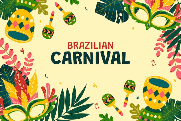 Vettore gratuito sfondo piatto del carnevale brasiliano