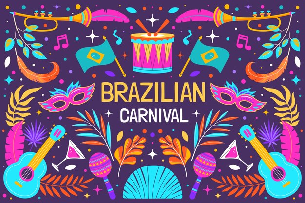 Бесплатное векторное изображение Плоский бразильский карнавал