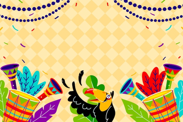 Free vector flat brazilian carnival celebration background