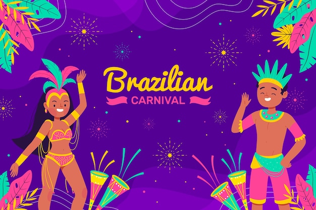 Flat brazilian carnival celebration background