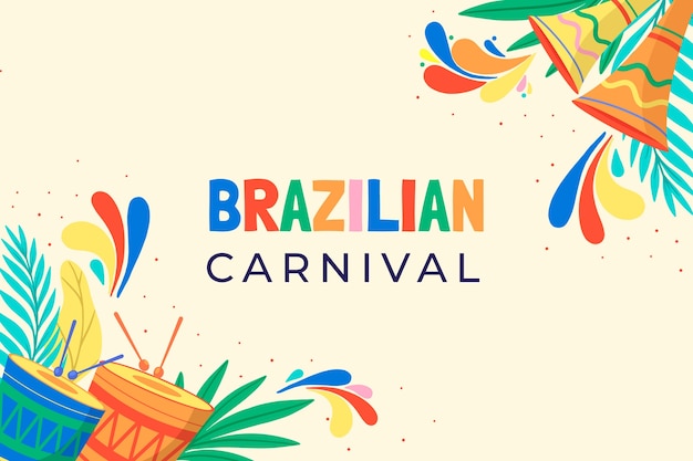 Flat brazilian carnival celebration background