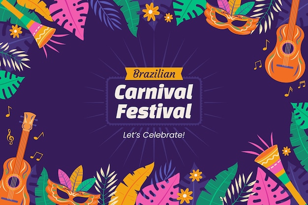 無料ベクター 平らなブラジルのカーニバルのお祝いの背景